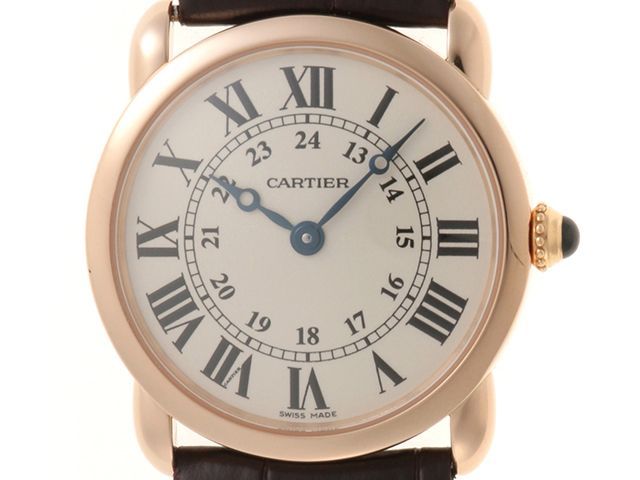 CARTIER カルティエ ロンド ルイ SM W6800151 腕時計 K18ピンクゴールド K18PG/鰐革 シルバー文字盤 クオーツ レディース【中古】472