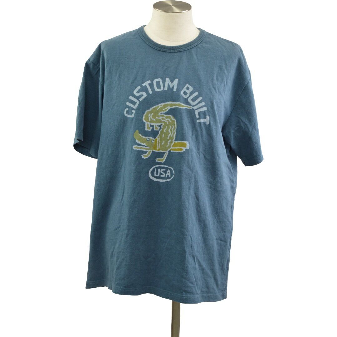 ランバー LUMBER Tシャツ 半袖 カットソー ワニ コットン サイズ XL ブルー メンズ F-M13977