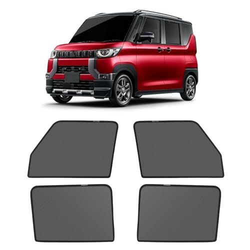 新型 三菱 デリカミニ B3系 メッシュカーテン マグネット式 遮光 換気 サイドバイザー 車用 DelicaMINI B34A B35A B37A B38A サンシェード 車種専用設計 虫除け 折り畳み式 日除け アクセサリー カスタム パーツ 4枚ts