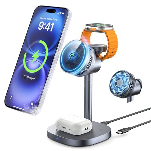 RORRY 新型番 MagSafe充電器 3in1 ワイヤレス充電器 Qi2認証 冷却ファン付き【スマホ熱対策・15W急速・静音設計】3台同時に充電 アップルウォッチ充電器 TEC半導体スマホクーラー 充電ステーション 過熱防止 magsafe対応 マグセts