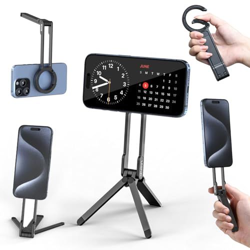 Ulanzi MA30 スマホ三脚 ミニ三脚 全金属製 magsafeに対応 折りたたみ式 持ち運び便利 スタンド＆手持ちモード 360度回転 自撮り棒 スマホスタンド 携帯スタンド 安定 軽量 角度調整可能 横置き/縦置き 卓上三脚 iPhone 17/ts