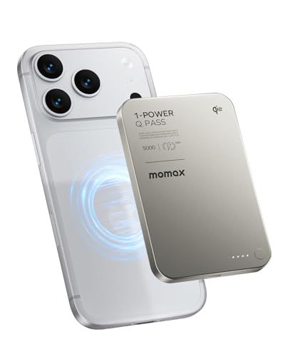 MOMAX Qi2 マグセーフ 5000mAh 薄型 小型 軽量 ワイヤレス充電 最大出力15W USB-C PD 20W マグネット式 magsafe iPhone 17 / 16 / 15 / 14 / 13 / 12 / Airシリーズ対応 powets