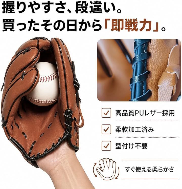 KERAGA 野球 グローブ 左利き 左投げ 右手装着 軟式 収納袋付 子供 