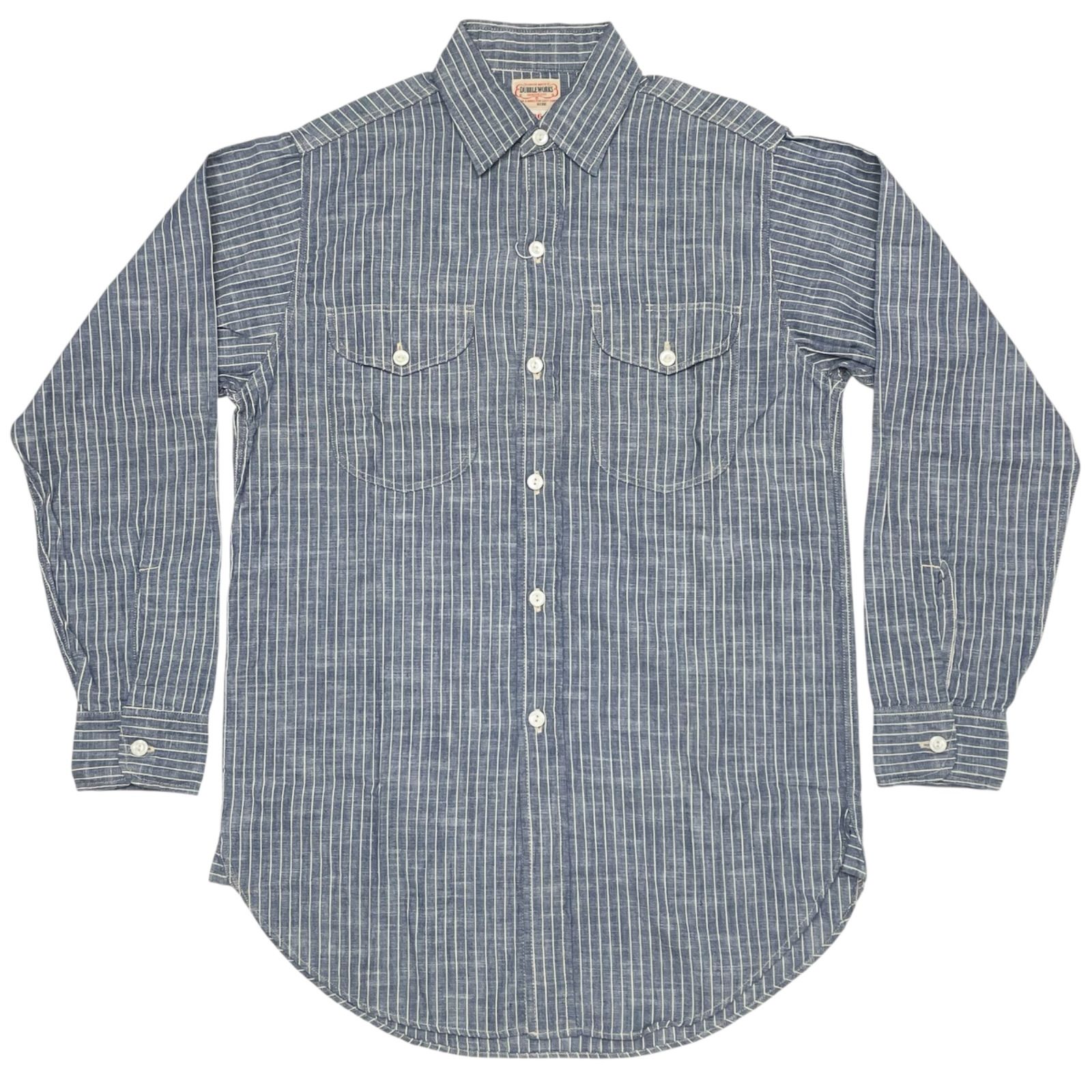 未使用品 サイズ36 WAREHOUSE DOUBLEWORKS ウェアハウス ダブルワークス ストライプ シャンブレーシャツ ワークシャツ