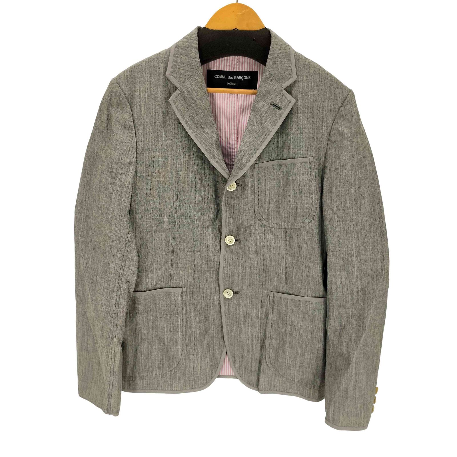 コムデギャルソンオム COMME des GARCONS HOMME 09SS 裏地ストライプ 3Bテーラードジャケット メンズ M