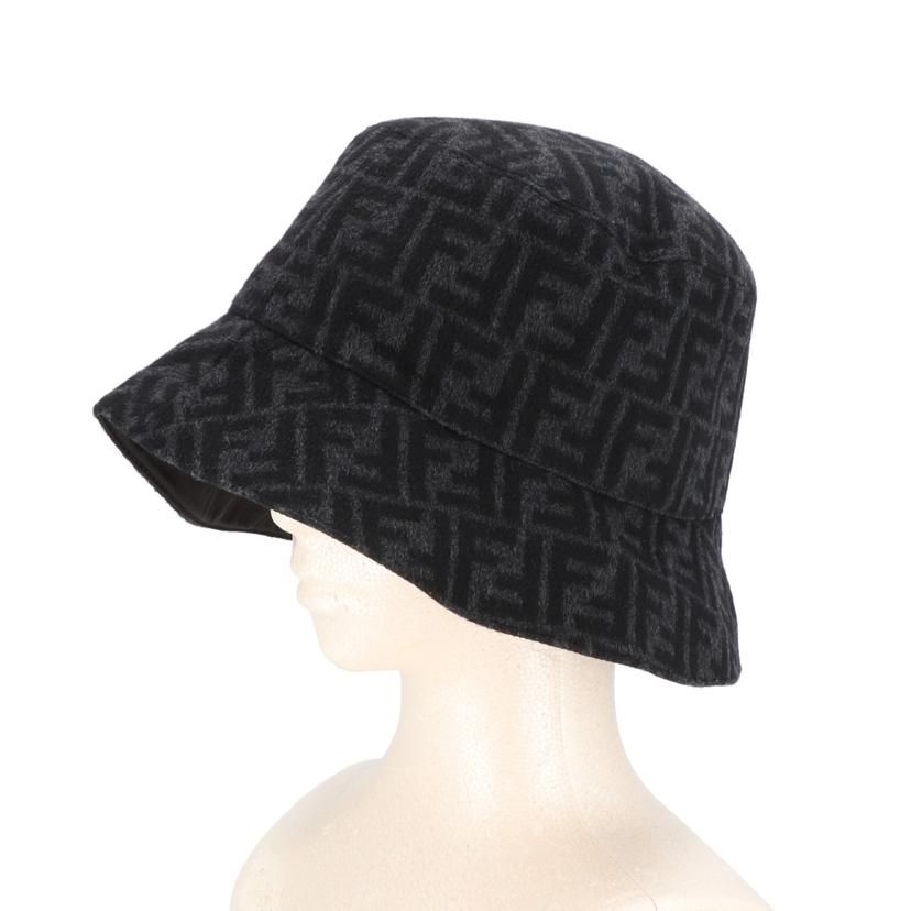 FENDI ズッカ柄ウールバケットハット/ブラック/約60cm FXQ801 AH7K Aランク 25