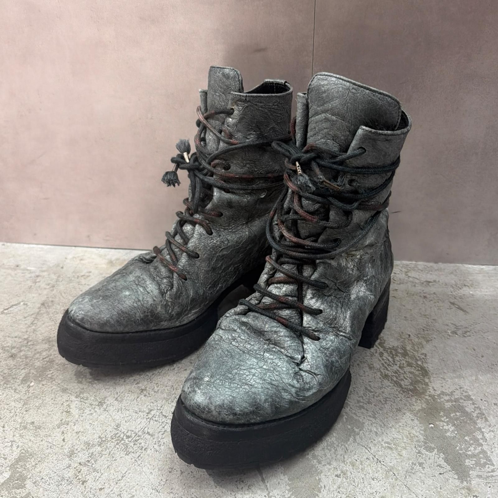 Carol Christian Poell CCP レースアップ レザー コンバットブーツ 