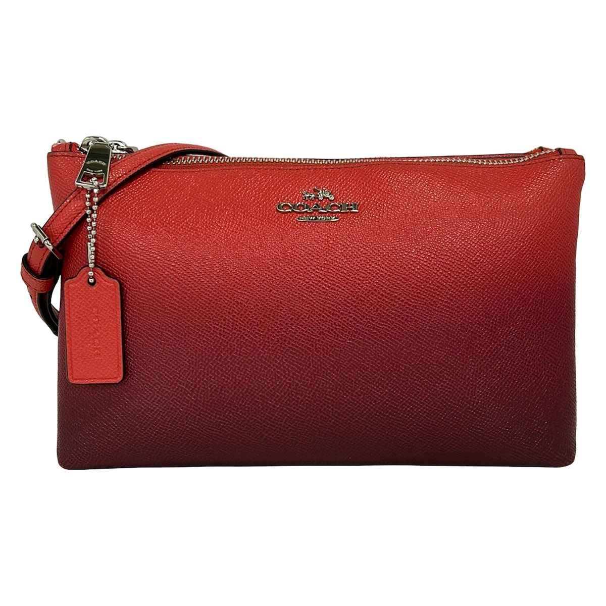 COACH(コーチ) ショルダーバッグ オンブレ レイラ クロスボディー F22558 レッド×ボルドー レザー