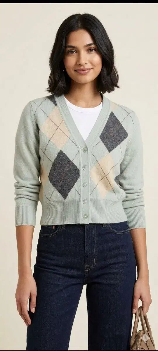 シスレー SISLEY アーガイル ウールカーディガン