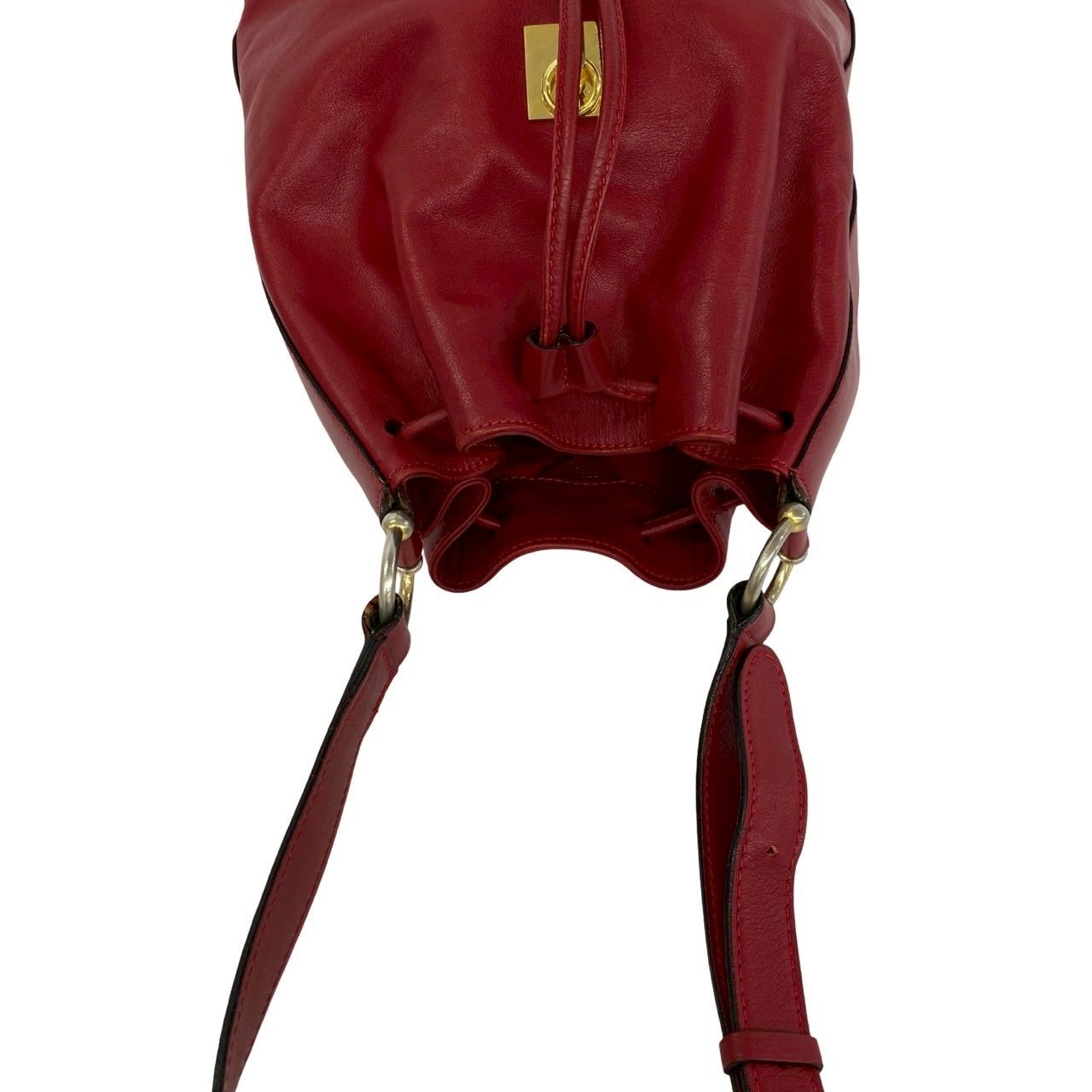 極 美品 CELINE セリーヌ ヴィンテージ リング金具 ロゴ レザー 本革 