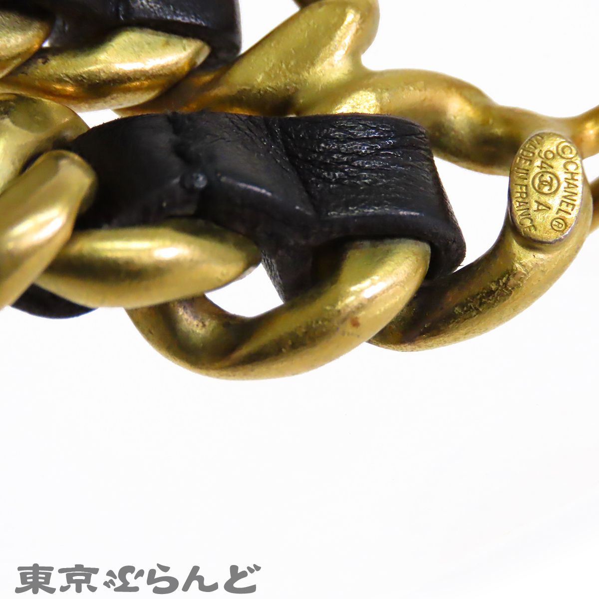 シャネル CHANEL チェーンベルト ゴールドxブラック メタル レザー GP