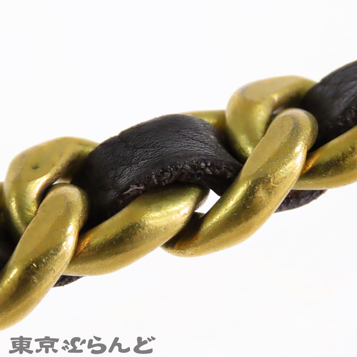 シャネル CHANEL チェーンベルト ゴールドxブラック メタル レザー GP