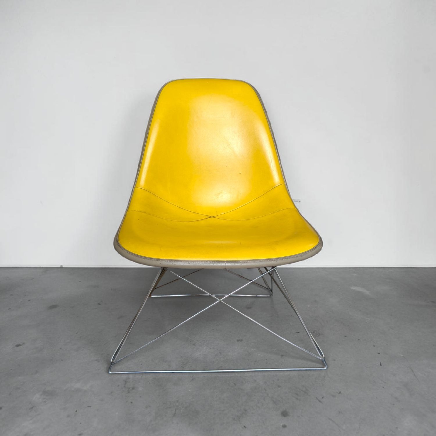 ヴィンテージ Herman Miller / ハーマンミラー / イームズ / サイドシェルチェア / アプホルスター(PVCレザー) / キャッツクレイドル / イエロー