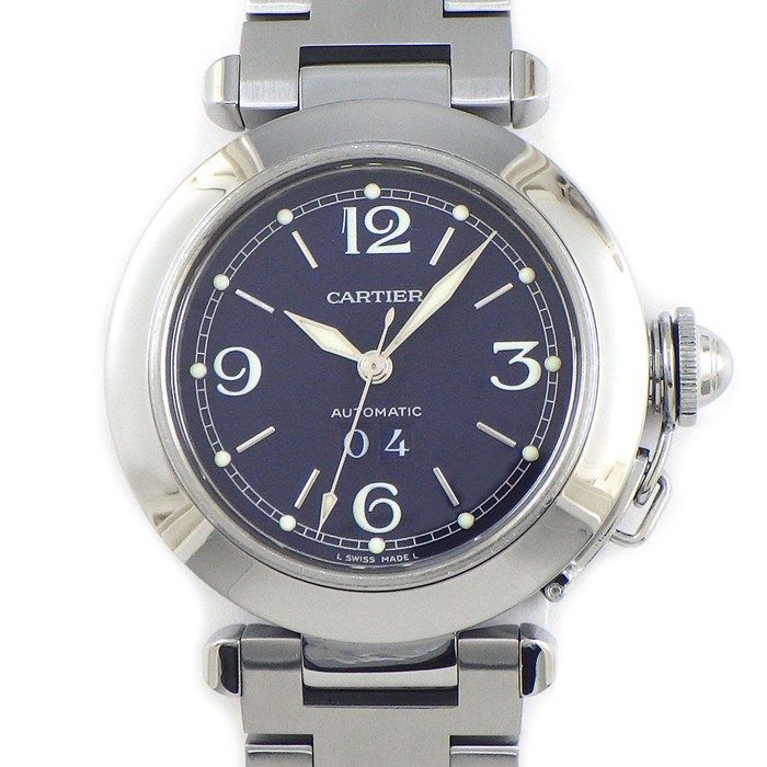 カルティエ Cartier 腕時計 パシャC ビッグデイト W31047M7 ブルー文字 