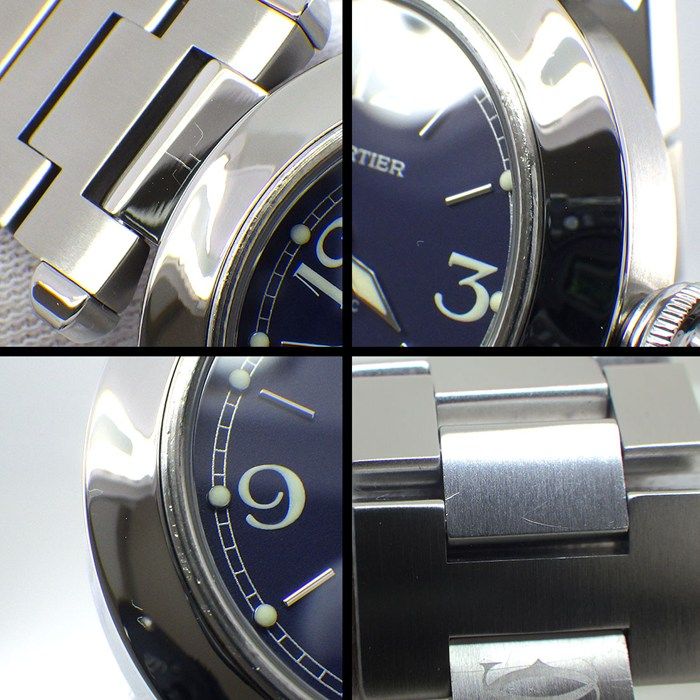 カルティエ Cartier 腕時計 パシャC ビッグデイト W31047M7 ブルー文字 