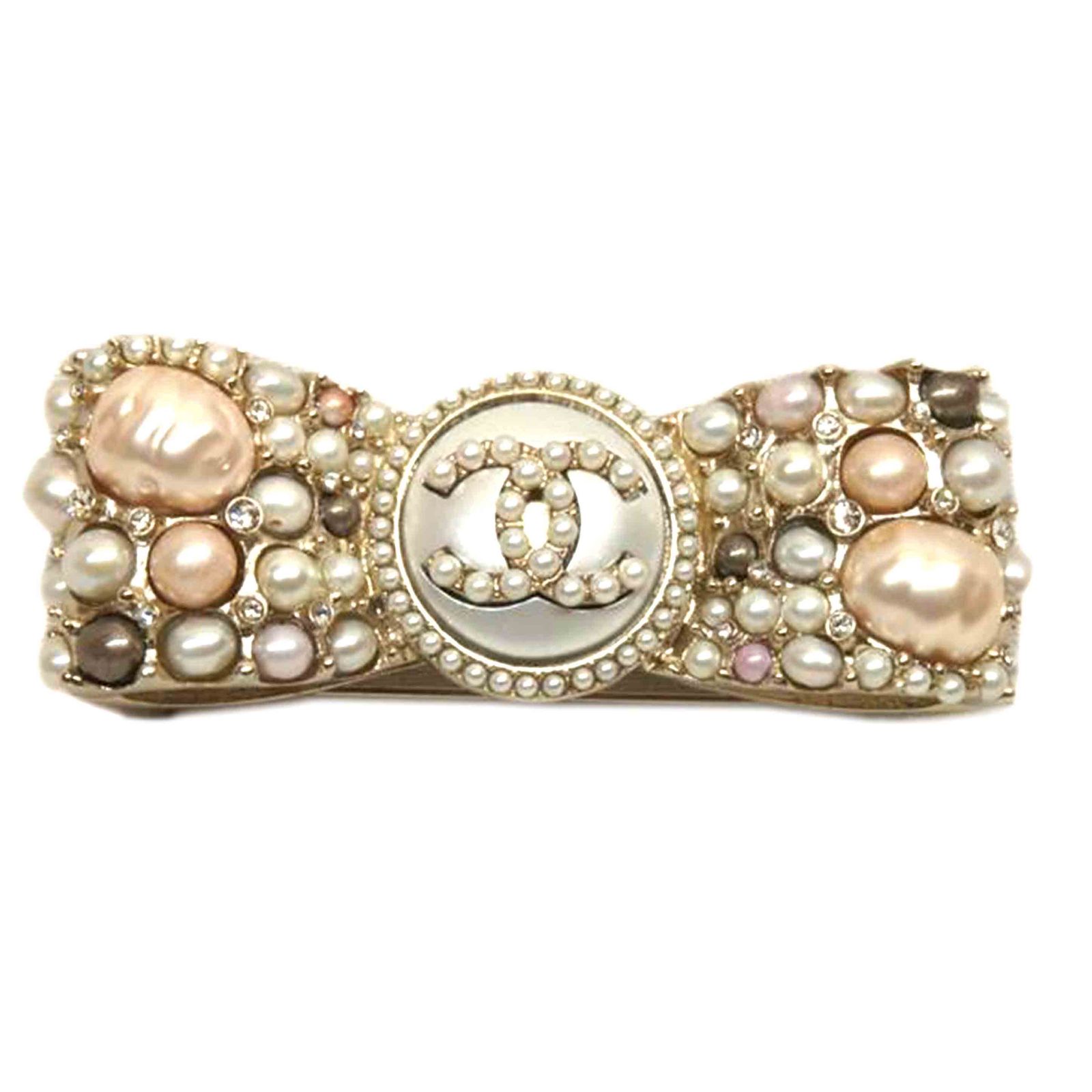 CHANEL ラインストーンリボンブローチ Aランク 92