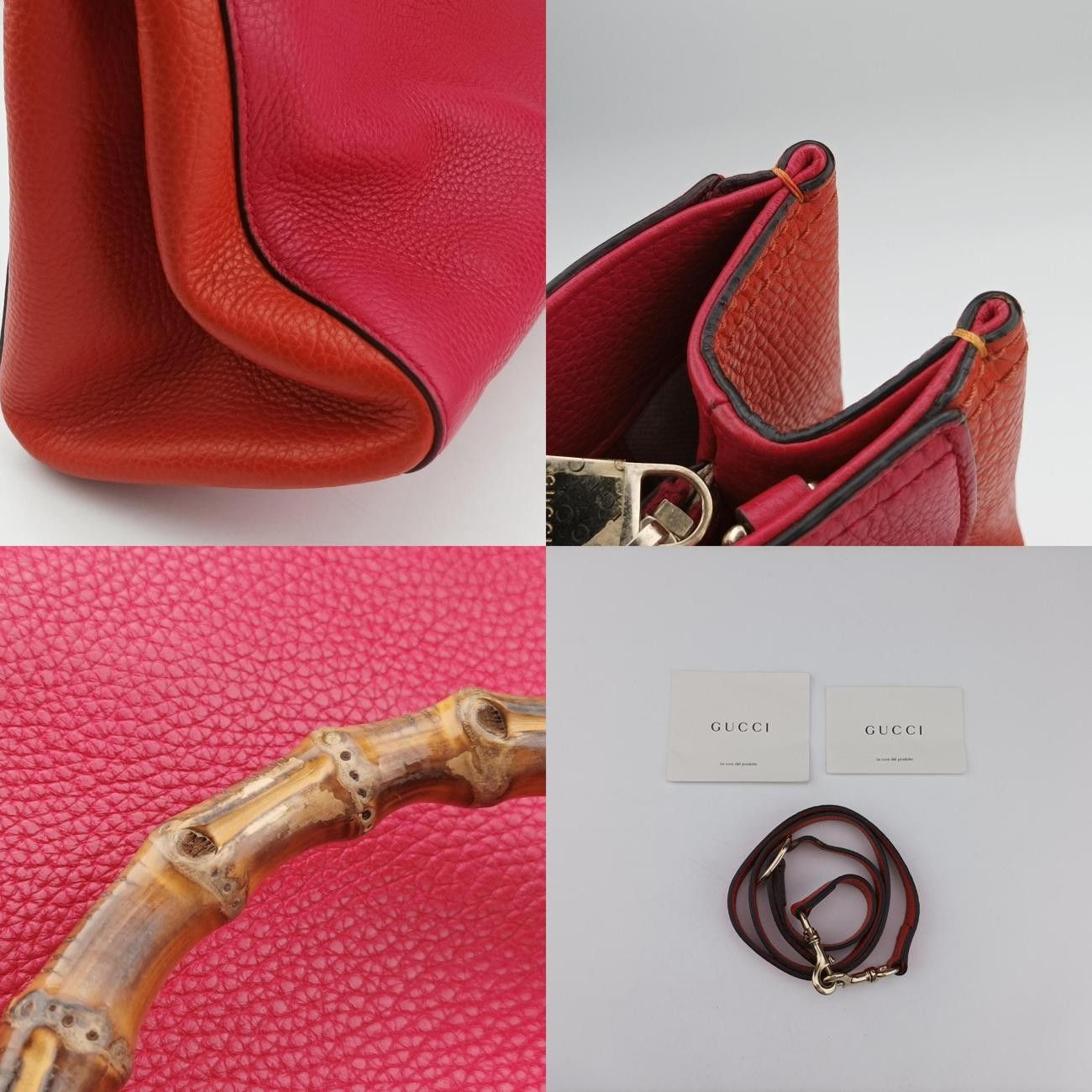 グッチGucciバンブーショッパー レッド×オレンジ レザー 323660