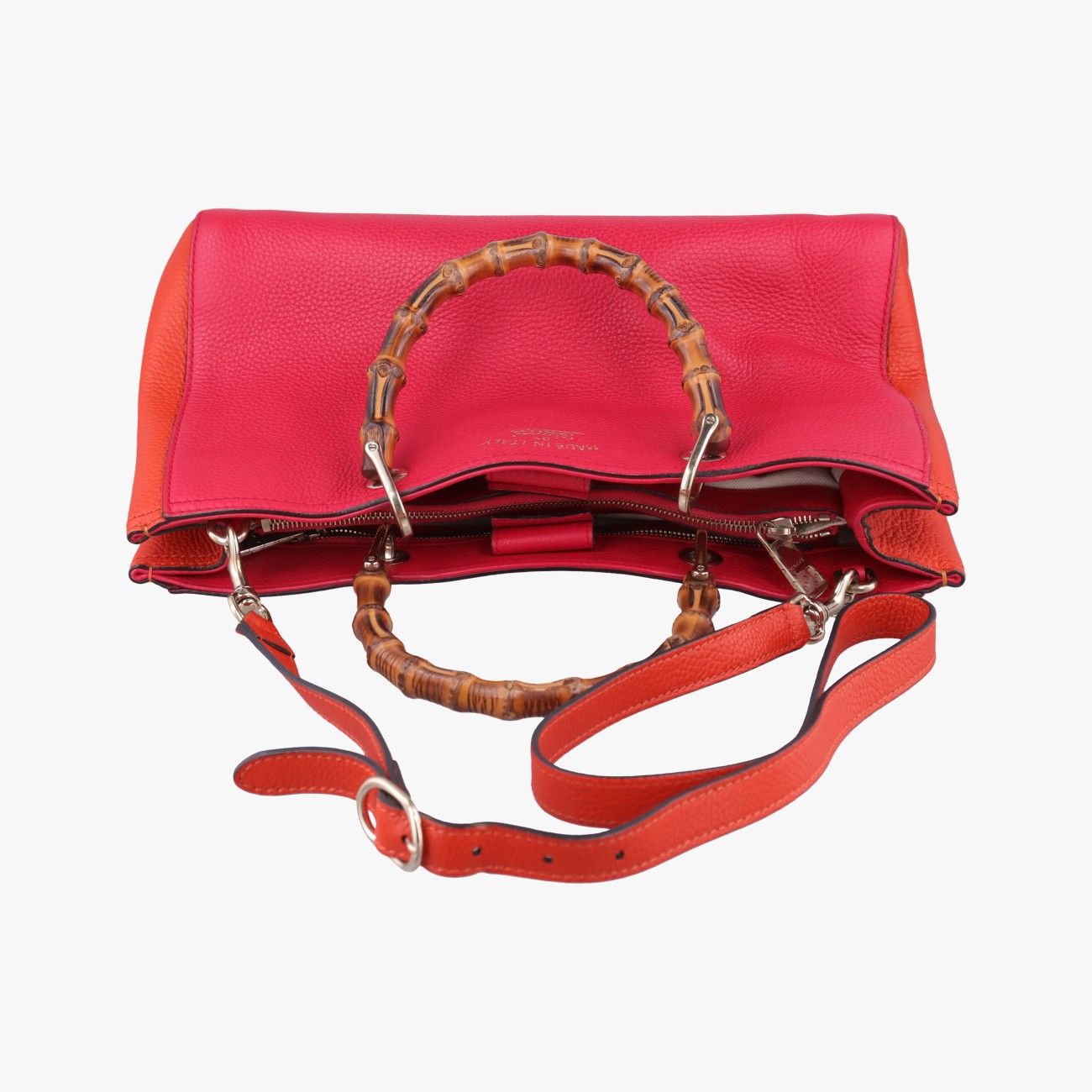 グッチGucciバンブーショッパー レッド×オレンジ レザー 323660