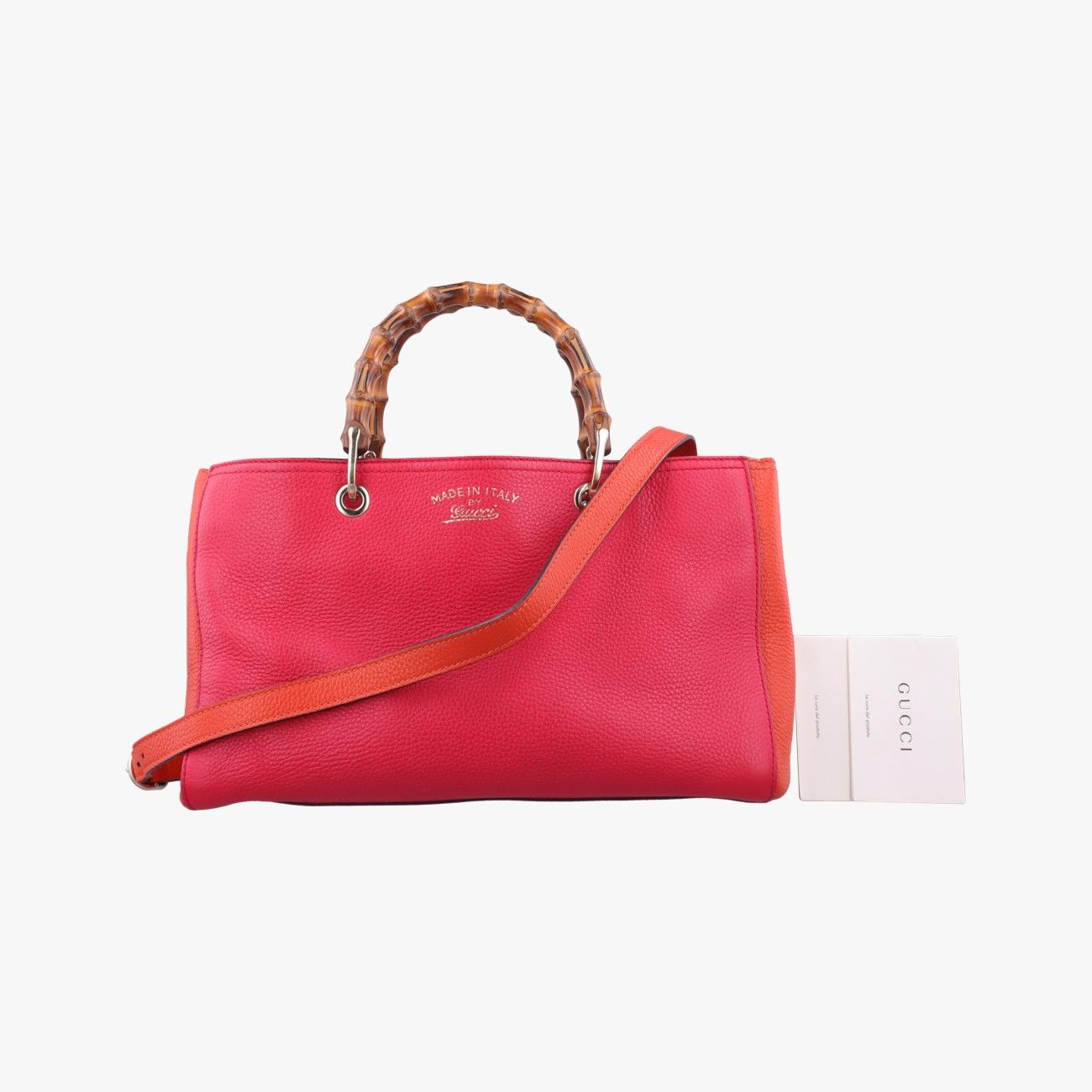 グッチGucciバンブーショッパー レッド×オレンジ レザー 323660