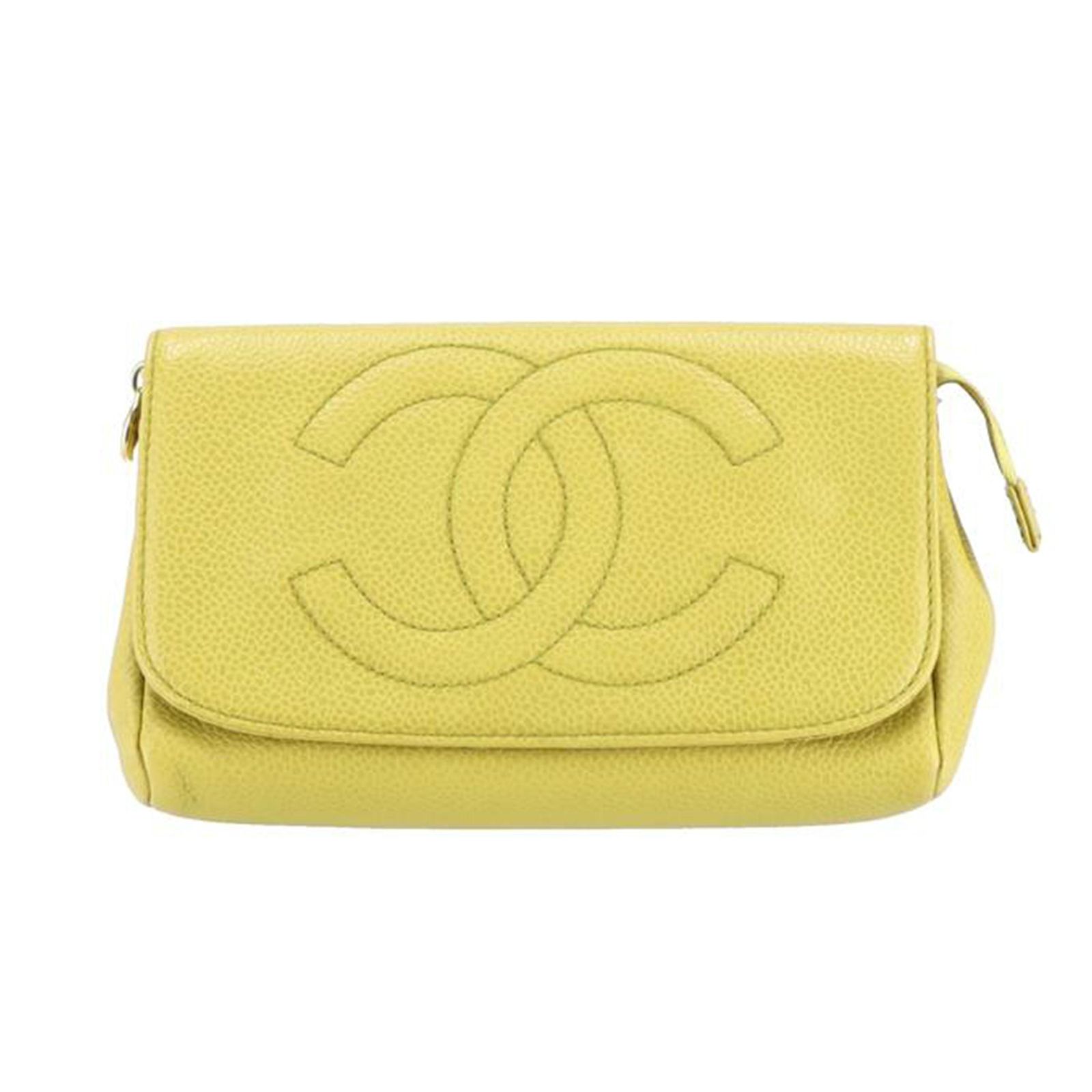 CHANEL ミラー付きコスメポーチ/イエロー ABランク 91