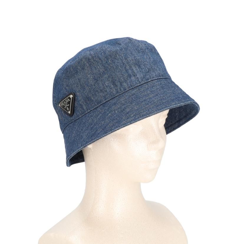 PRADA トライアングルロゴ/デニムバケットハット 1NC137 Aランク 91