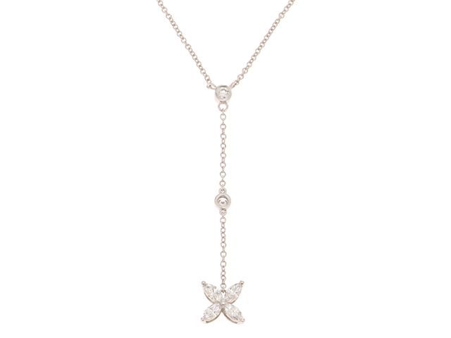 TIFFANY&Co.　ティファニー 　貴金属･宝石　ジュエリー ビクトリアドロップネックレス　PT950プラチナ　ダイヤモンド　3.0g 【中古】【432】