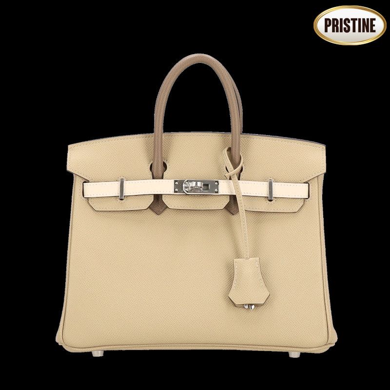 HERMES バーキン25トリコロール/エプソン/トレンチ．クレ．エトゥープ/SV金具 SAランク 92