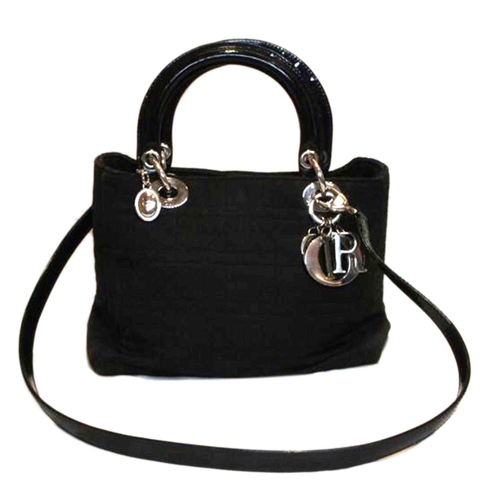 Christian Dior ナイロンレディディオール2WAYブラックSV金具 Bランク 92