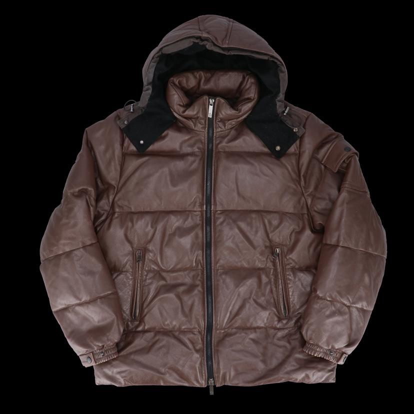 MONCLER レザーダウンジャケット/フーディー/茶タグ/アーカイブ G32 AB