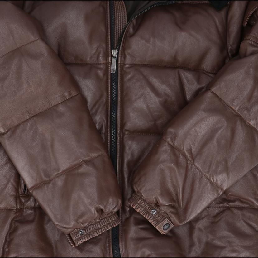MONCLER レザーダウンジャケット/フーディー/茶タグ/アーカイブ G32 AB