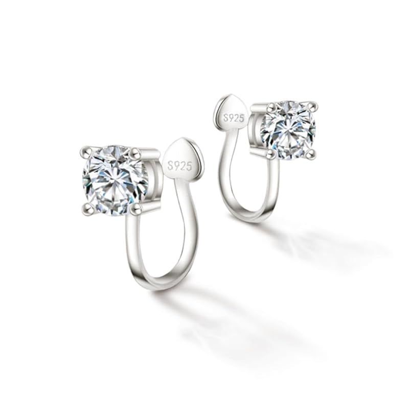 [Gift from New York] イヤリング レディース ノンホールピアス イヤーカフ 一粒 6mm プラチナ 加工 シルバー925 金属アレルギー対応 誕生日プレゼント 女性