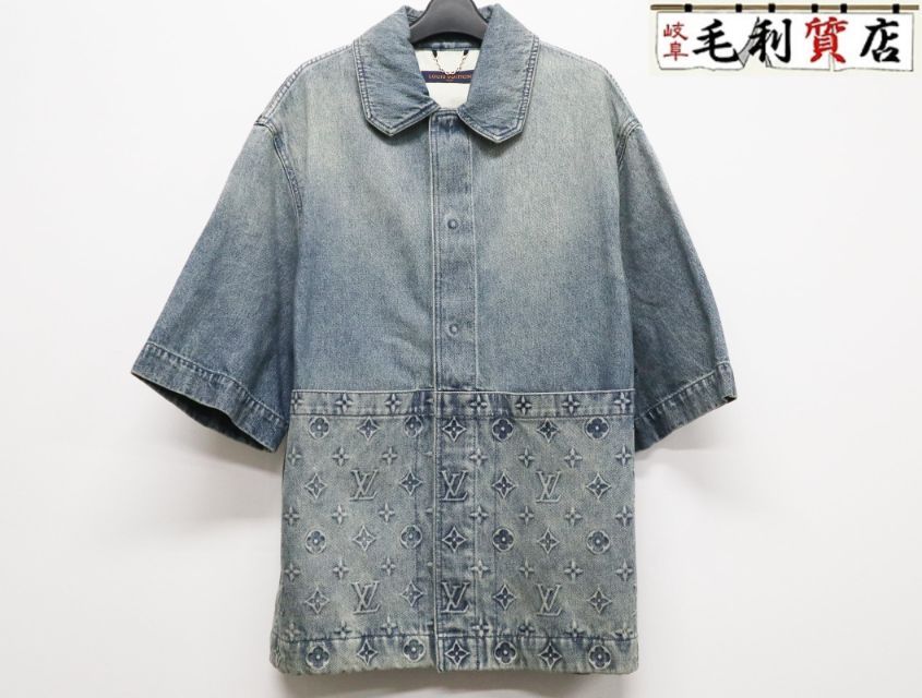 ルイヴィトン LOUIS VUITTON サイズL 23AW RM232Q Y38 HOS46W エンボスモノグラム 切替 半袖シャツ 美品 シャツ トップス