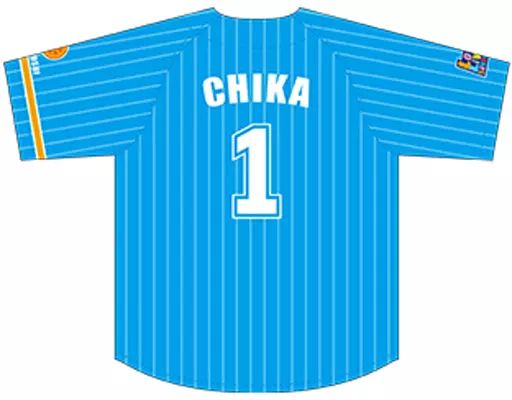 【中古】ポロシャツ・ワークシャツ(キャラクター) 高海千歌 Aqours ベースボールユニフォーム ブルー フリーサイズ 「ラブライブ!サンシャイン!!」