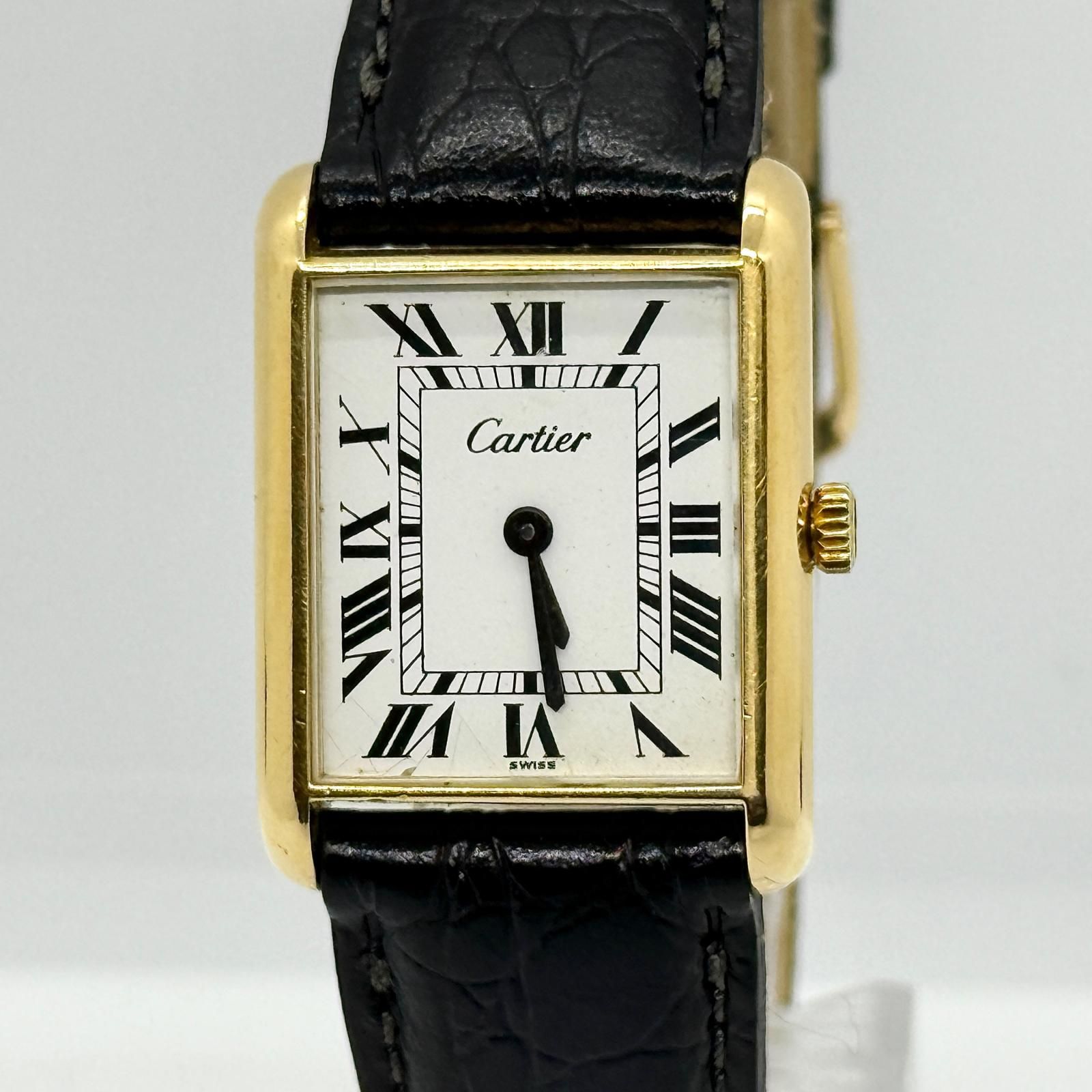 CARTIER カルティエ プレ タンク ゴールド ホワイト 手巻き レディース ヴィンテージ 腕時計 稼働品
