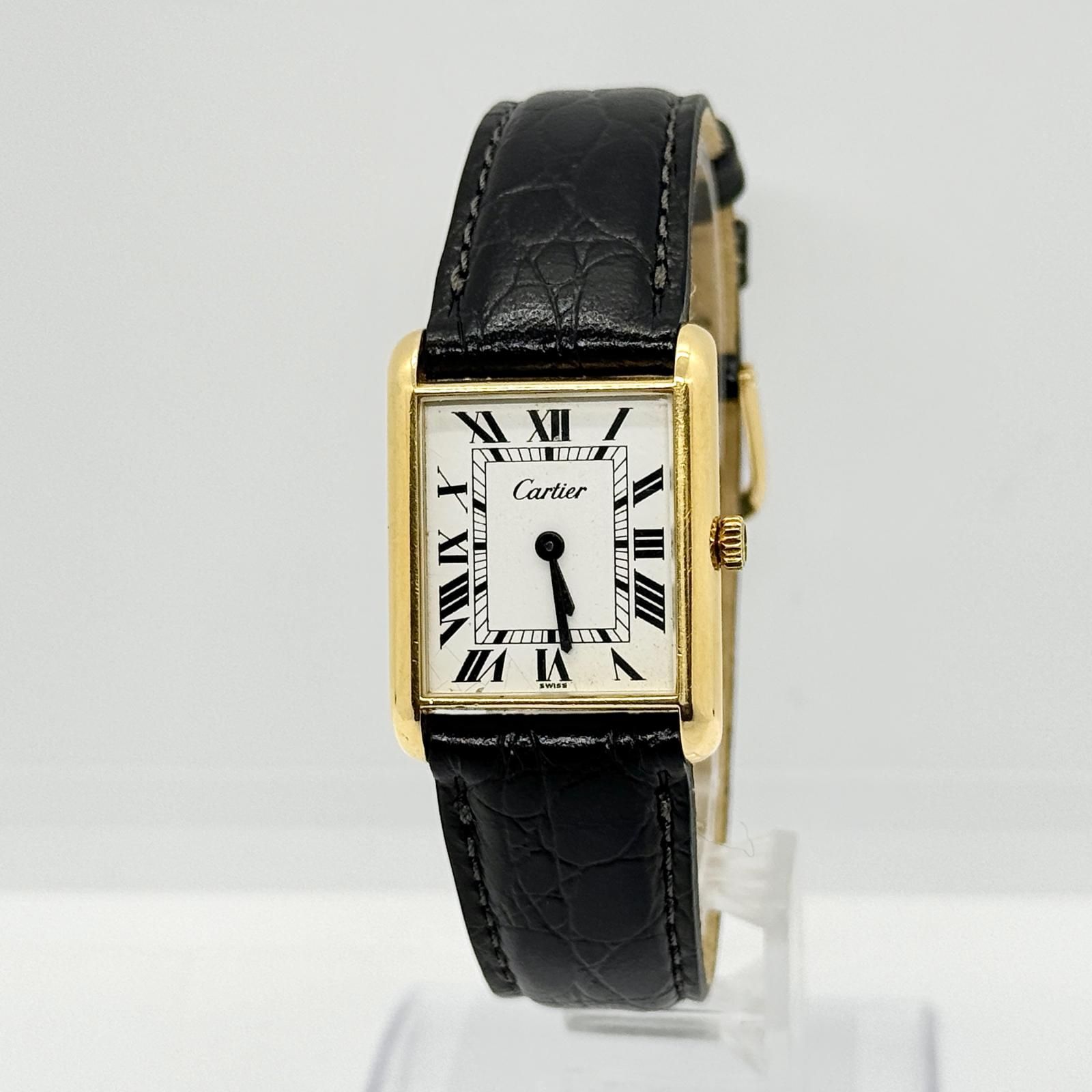 CARTIER カルティエ プレ タンク ゴールド ホワイト 手巻き レディース 