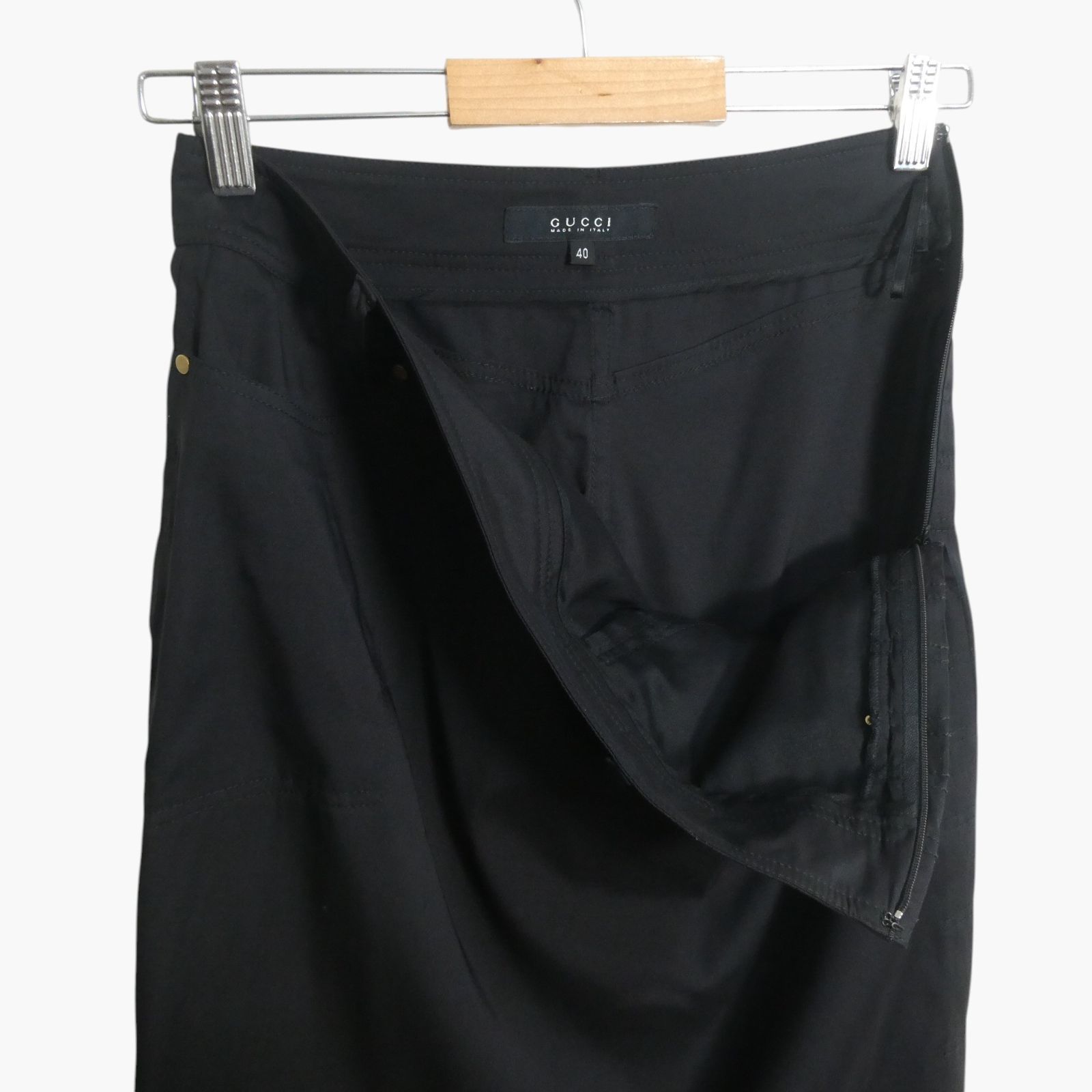 美品 GUCCI グッチ トムフォード期 シルク タイトスカート 膝丈 バック 