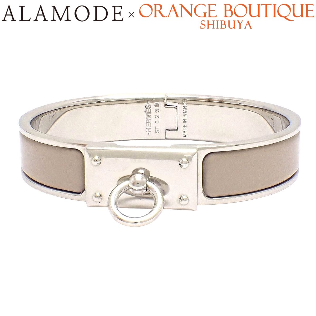 HERMES(エルメス) クリックアノー メタル エナメル バングル アクセサリー ジュエリー シルバー銀 グレージュ レディース 40802199149【中古】【アラモード】