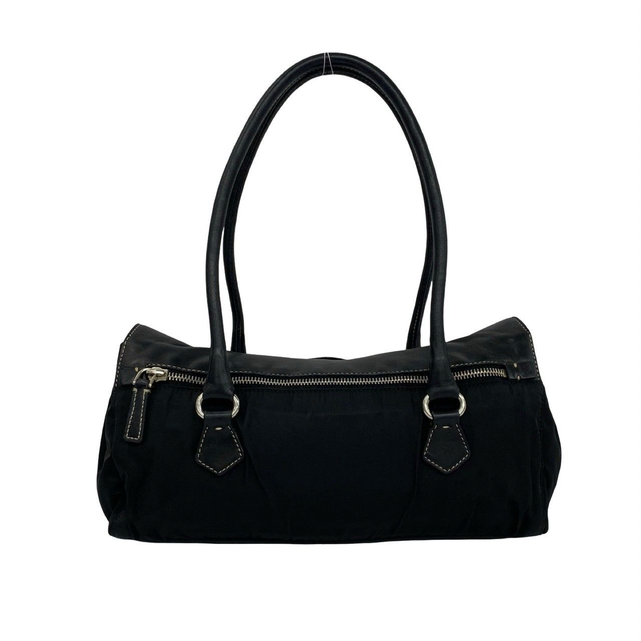極 美品 希少品 PRADA プラダ 三角ロゴ 金具 レザー 本革 テスート