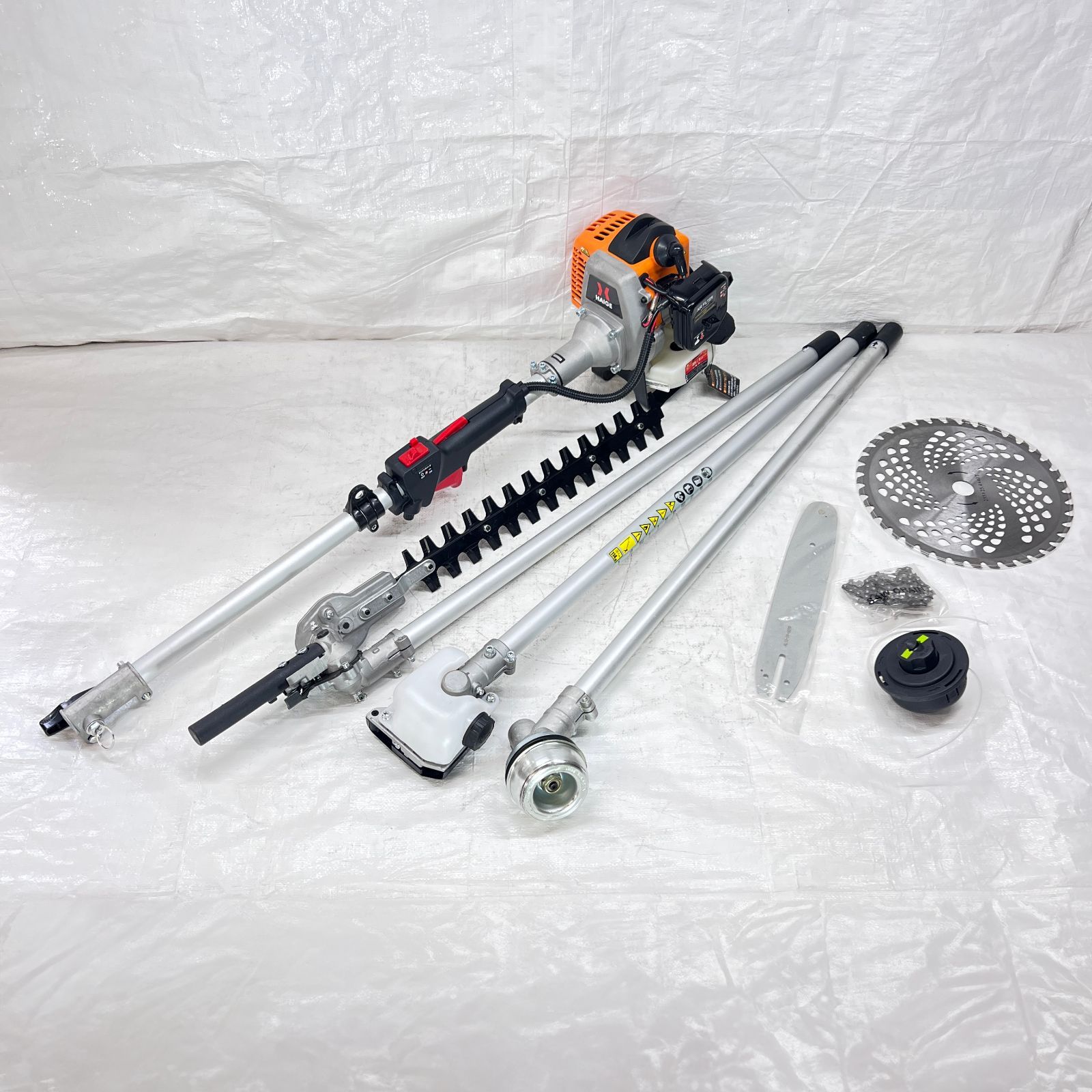 【中古品】【お買い得！】 多機能 エンジン式 1台4役 刈払機 ヘッジトリマー チップソー チェーンソー ナイロンカッター HG-BC260T 【1509-3】