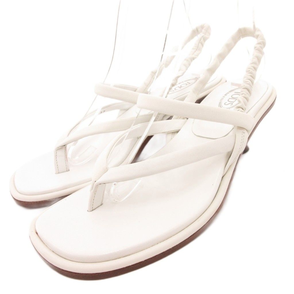 トッズ TOD'S トングサンダル ヒール ストラップ レザー 37 白 ホワイト /JS ■GY11