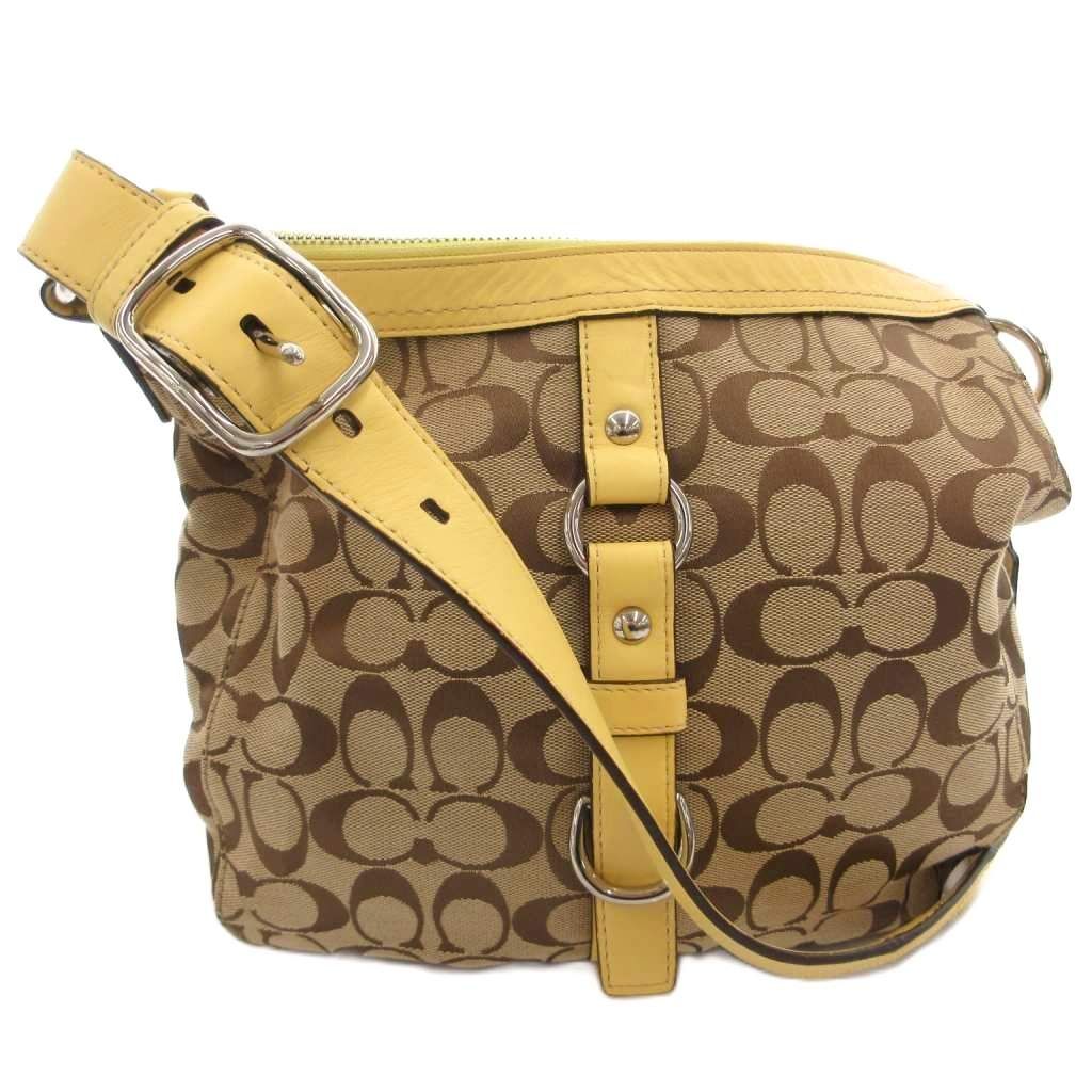 コーチ COACH ショルダーバッグ 斜め掛け シグネチャー キャンバス レザー ロゴ 茶 ブラウン F14446 /FF ■GY11