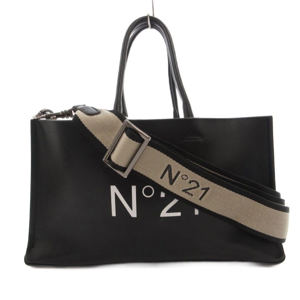 ヌメロヴェントゥーノ N°21 ショルダーバッグ ハンド 2way レザー ロゴ ミニ 黒 ブラック /FF ■GY11