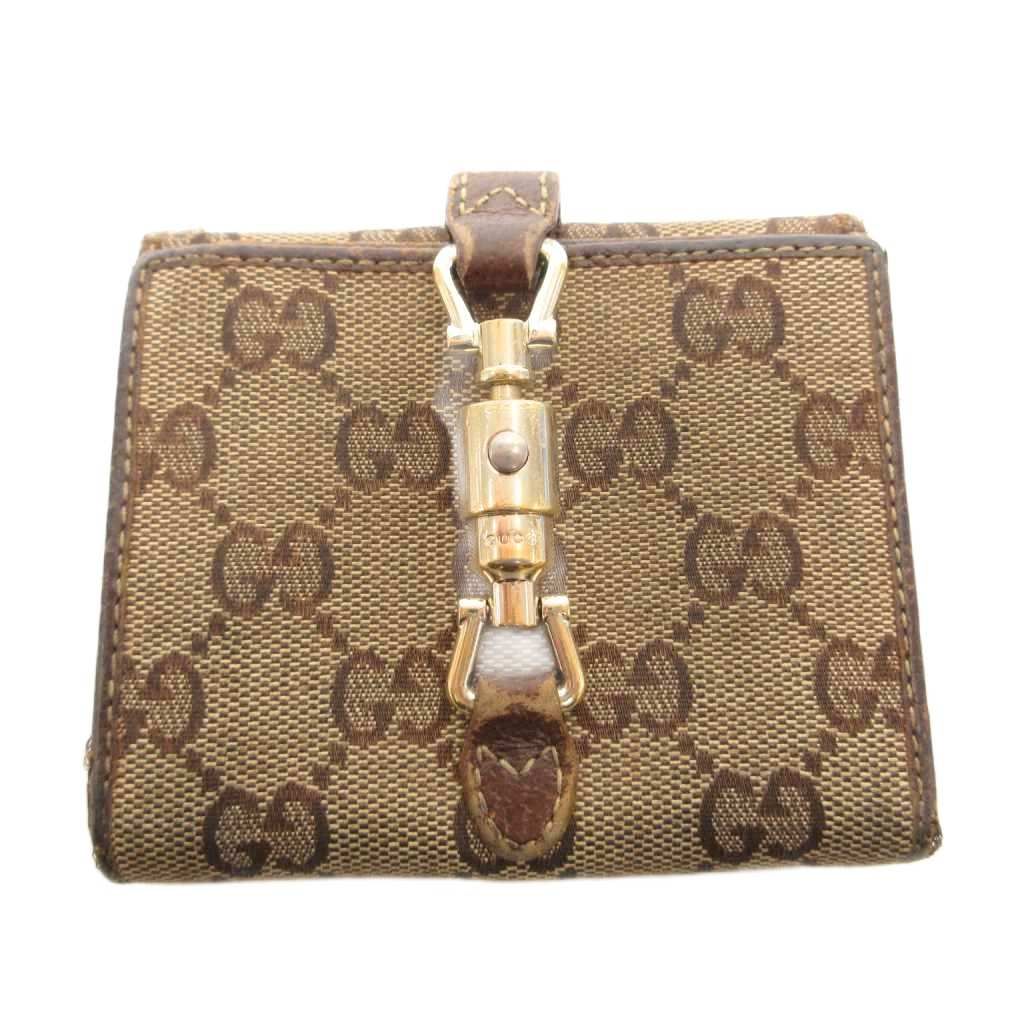 グッチ GUCCI オールド OLD 二つ折り財布 ウォレット 小銭入れあり GG柄 ロゴ キャンバス レザー ベージュ /FF ■GY11