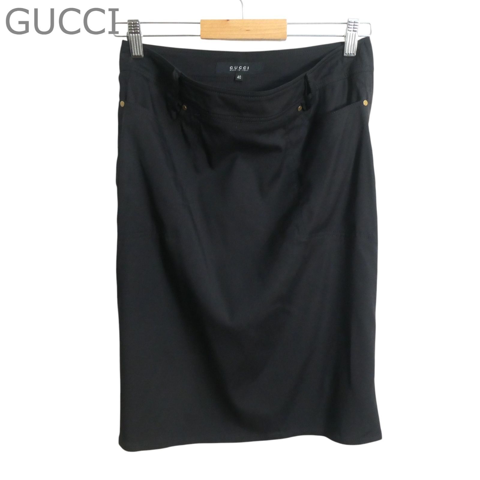 美品 GUCCI グッチ トムフォード期 シルク タイトスカート 膝丈 バック