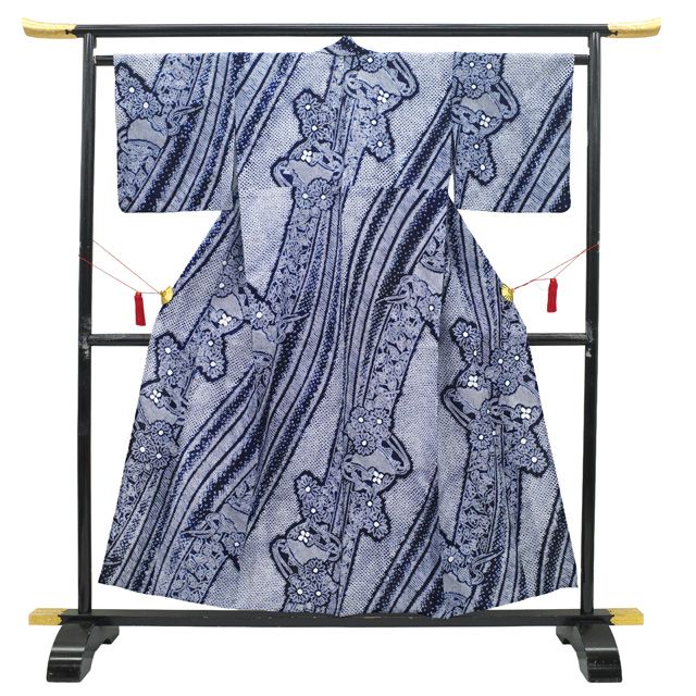 中古】 夏物 本場有松鳴海絞り 藤娘きぬたや 浴衣 リサイクル ゆかた