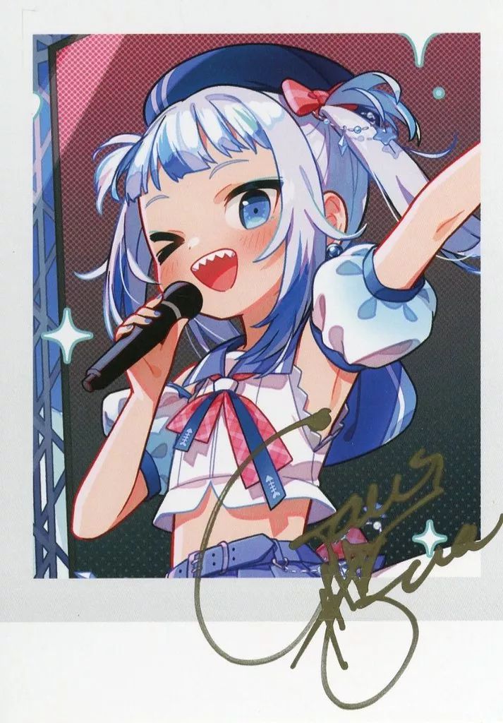 【中古】キャラカード がうる・ぐら 直筆サイン入りうちゃコ描き下ろしチェキ風ブロマイドカード 「バーチャルYouTuber ホロライブEnglish がうる・ぐら 誕生日記念2024 誕生日記念フルセット 数量限定ver.」 購入特典
