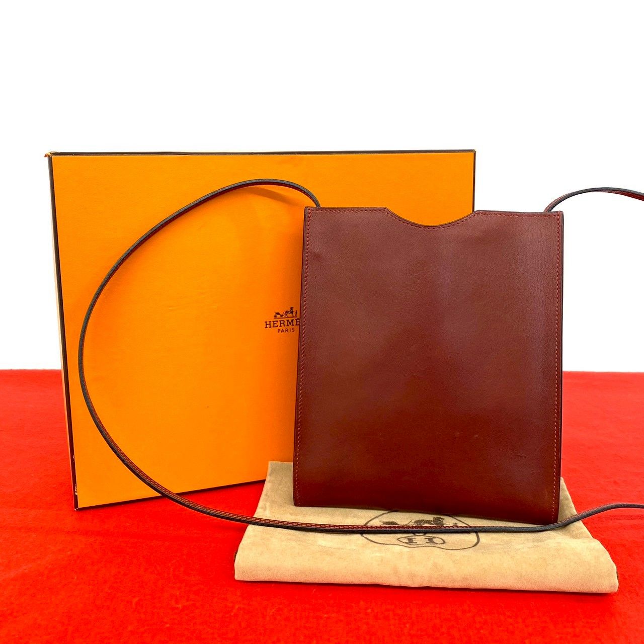 極 美品 箱 袋付 □F 刻印 HERMES エルメス オメニトゥ レザー 本革 ミニ ショルダーバッグ ポシェット サコッシュ ルージュアッシュ 602-5