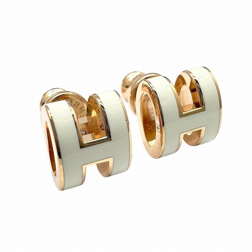 HERMES エルメス ポップアッシュミニ ピアス ホワイト ピンクゴールド