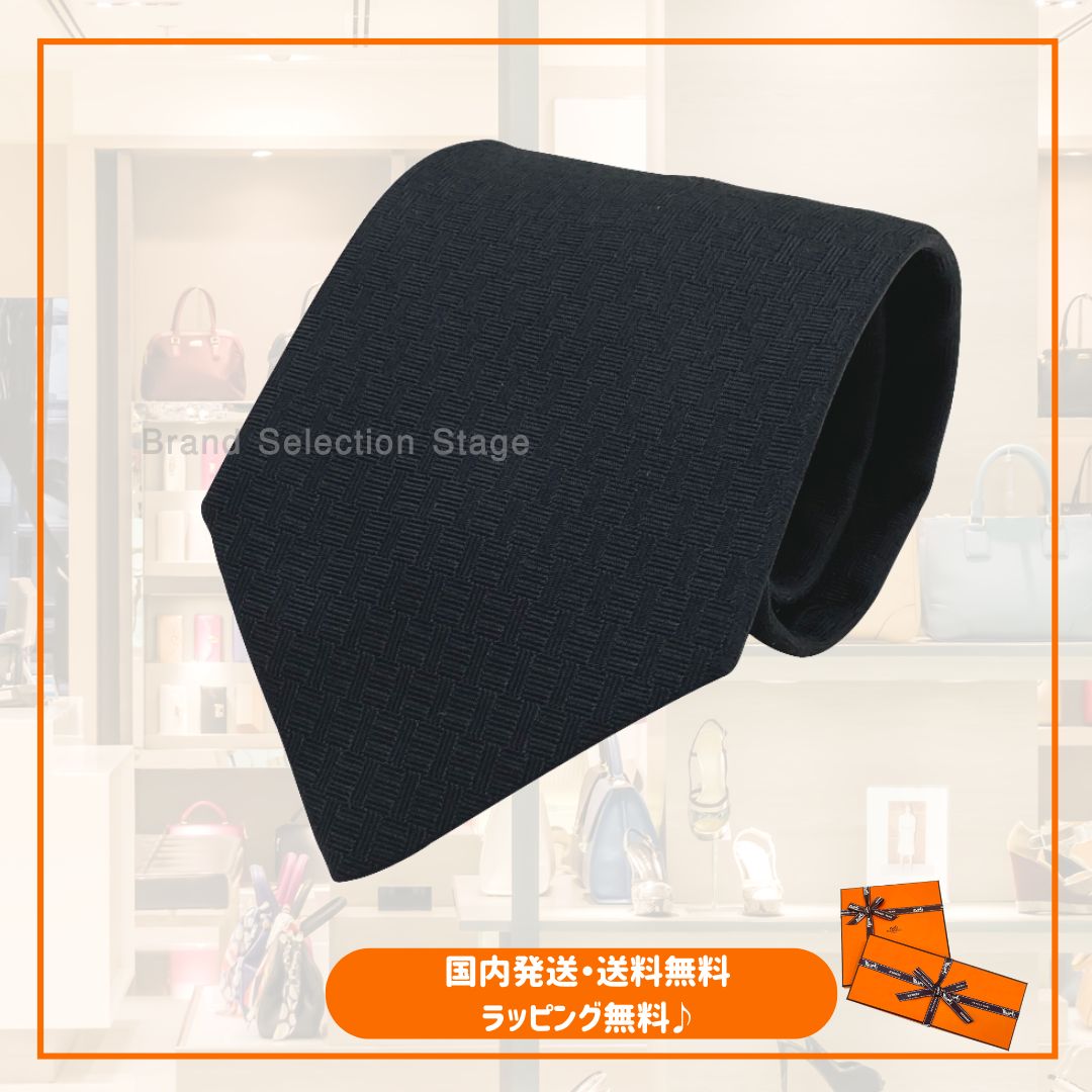 国内完売商品【新品】エルメス HERMES ネクタイ シルクツイルタイ 8cm《 LUCKY 》NOIR / GRIS / HORSE SHOE ブラック グレー 黒 灰色 ホースシュー馬蹄 蹄鉄 プレゼント ギフト メンズ 男性 H428765T 49