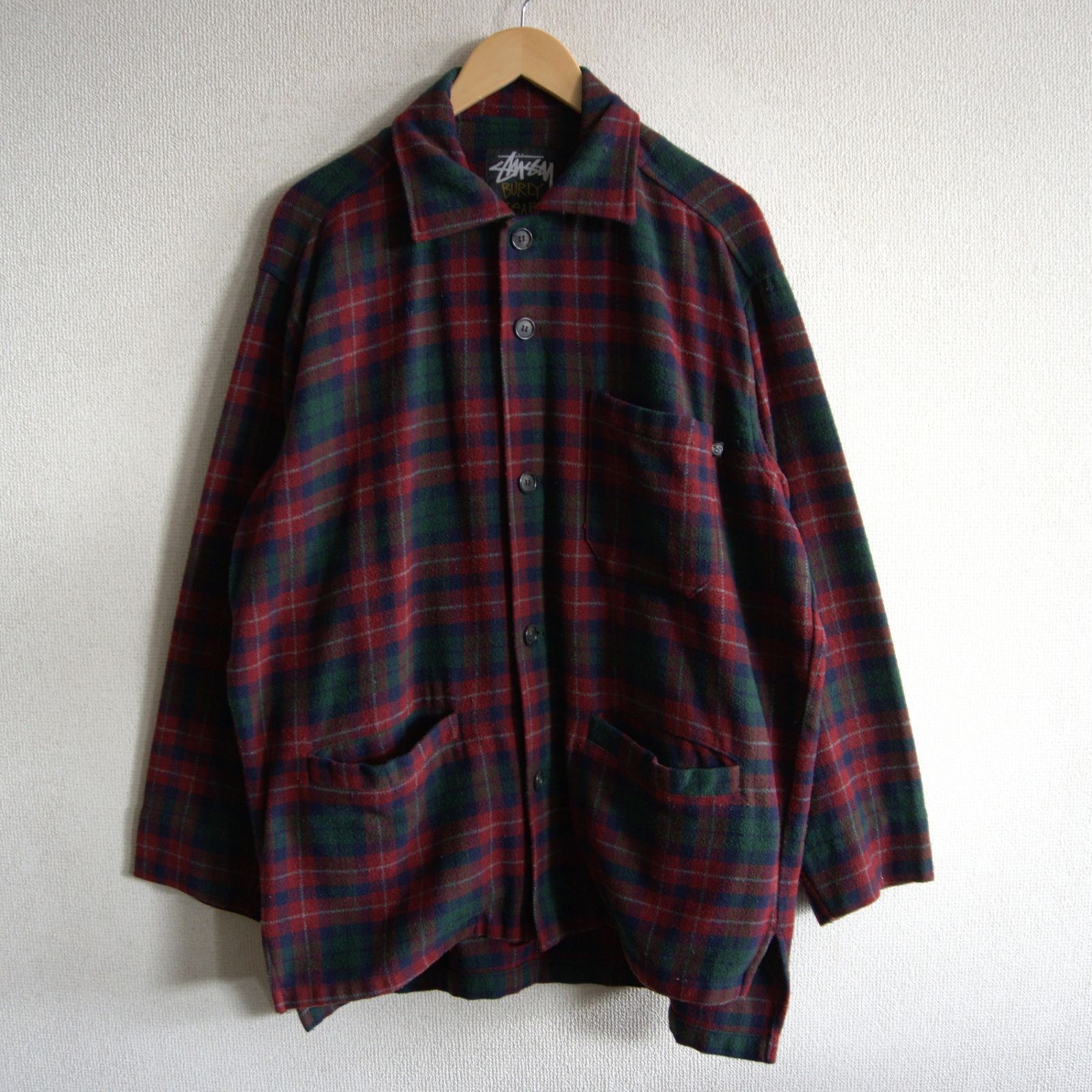 90s/USA製】OLD STUSSY【ウール チェック ジャケット】 M オールド